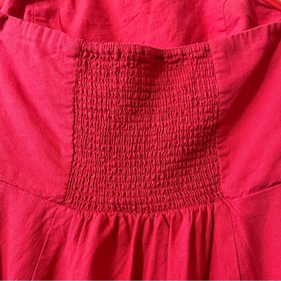 Urban Outfitters | Red Linen Strapless Midi Dress Leg Slit Column Dress Size S - Picture 12 of 13